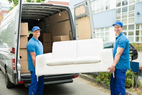 Office relocation planning in Hackney Marshes with moving team and business equipment