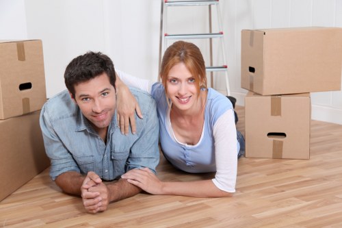 Loading boxes and household items into a van for East London removals