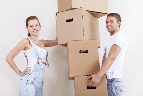 Business furniture and boxes prepared for a local relocation